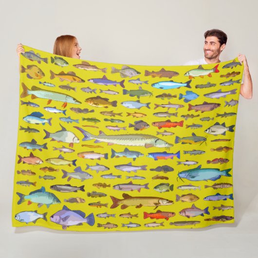 その魚の名前を当てろ スポーツ フィッシング 釣り人 フリースブランケット (インサイチュ)