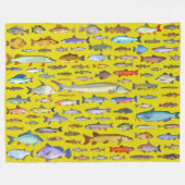 その魚の名前を当てろ スポーツ フィッシング 釣り人 フリースブランケット (正面(横))