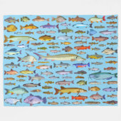 その魚の名前を当てろ スポーツ フィッシング 釣り人 フリースブランケット (正面(横))