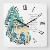 その鹿は雪の中を踊る スクエア壁時計 (正面)