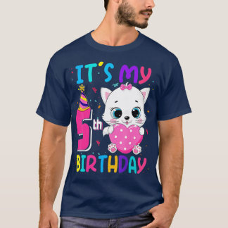 その5誕生日ガールキャットおもしろい誕生日5年 Tシャツ