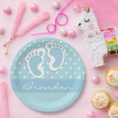 そのAボーイブルーの足の白い水玉模様 ペーパープレート (パーティー)