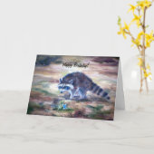 そのBirtdayはである何アライグマ カード (黄色い花)