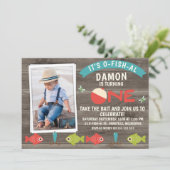 そのO-フィッシュ-アル又は魚釣り第一誕生日招待状 招待状 (スタンド正面)