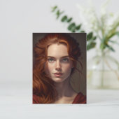 そばかすの美しい女性の赤頭 ポストカード (スタンド正面)