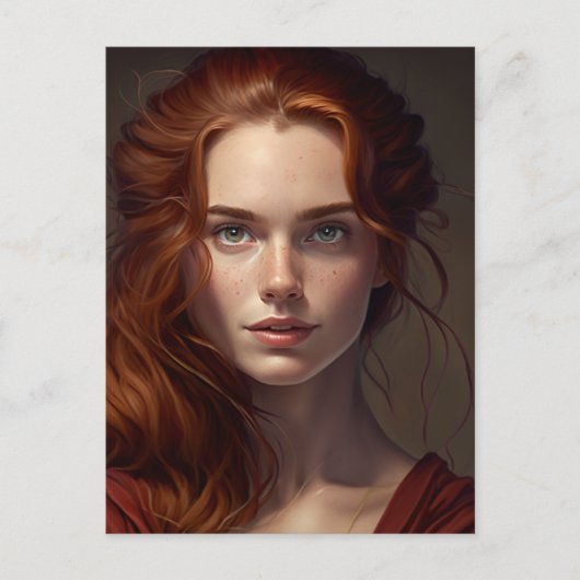 そばかすの美しい女性の赤頭 ポストカード (正面)
