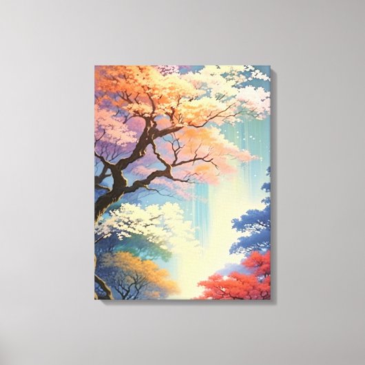 そびえ立つタイタン威厳のある:森の中の木 キャンバスプリント (正面)