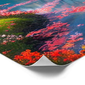 そびえ立つ山々の中の穏やかな川 ポスター (角)