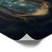 そびえ立つ木々に満ちた神秘的な森 ポスター (角)