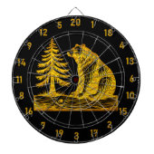 そびえ立つ木と熊のデザイン ダーツボード (正面)