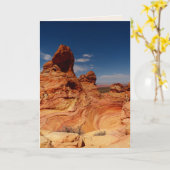 そびえ立つ赤い岩空白の、グリーティングカード カード (黄色い花)