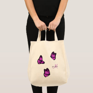 そよ風に吹くピンク色の紫の蝶 トートバッグ