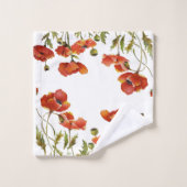 そよ風の水色でなびくケシ2 バスタオルセット (ウォッシュタオル)