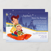 そりおもしろい冬誕生日招待状 招待状 (正面/裏面)