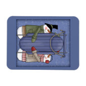 そりお洒落付き雪だるま マグネット (横)