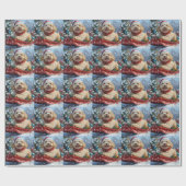そりでコカプー犬 雪を降らせて クリスマス ラッピングペーパー (フラット)