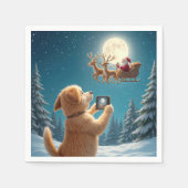 そりでサンタクロースを撮影した犬 スタンダードカクテルナプキン (正面)