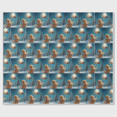 そりでサンタクロースを撮影した犬 ラッピングペーパー (フラット)