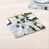 そりで掘り出す スクエアペーパーコースター (アングル)