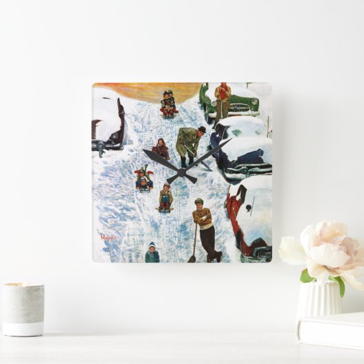 そりで掘り出す スクエア壁時計 (ホーム)