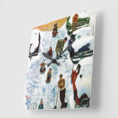 そりで掘り出す スクエア壁時計 (傾斜)