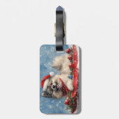 そりで雪を楽しむケースホンド 犬 クリスマス ラゲッジタグ (裏面縦)