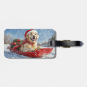 そりで雪遊びするラブラドール犬 クリスマス ラゲッジタグ (裏面横)