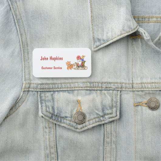 そりとトナカイを持つサンタクローパーソナライズされたス  名札 (インサイチュ)