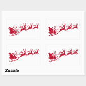 そりとトナカイ付きサンタ、クリスマスデザイン 長方形シール (シート)