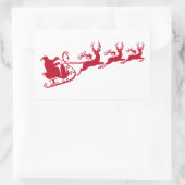 そりとトナカイ付きサンタ、クリスマスデザイン 長方形シール (バッグ)