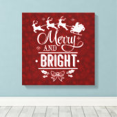 そりと明るいスクリプメリートのあるサンタクロース キャンバスプリント (インサイチュ (ウッドフロア))