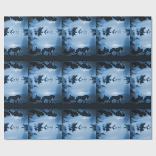 そりと馬のラッピング紙 ラッピングペーパー (フラット)