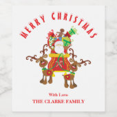 そりに乗ったクリスマスサンタクロースのワインラベル ワインラベル (シングルラベル)