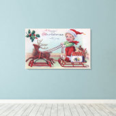 そりに乗って少年に幸せなクリスマス キャンバスプリント (インサイチュ (ウッドフロア))