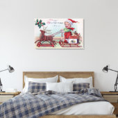 そりに乗って少年に幸せなクリスマス キャンバスプリント (インサイチュ (寝室))