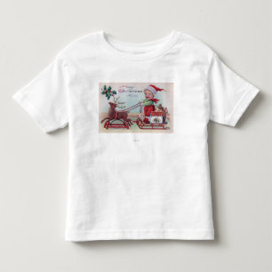 そりに乗って少年に幸せなクリスマス トドラーTシャツ