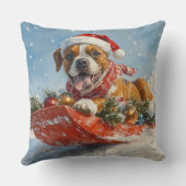 そりに入ったボクサー犬 雪を降らせて クリスマス クッション (裏面)