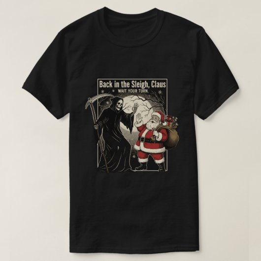 そりに戻って、クラウス。順番を待って Tシャツ (デザイン正面)