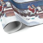 そりに本がいっぱい入ったサンタ ラッピングペーパー (ロールコーナー)