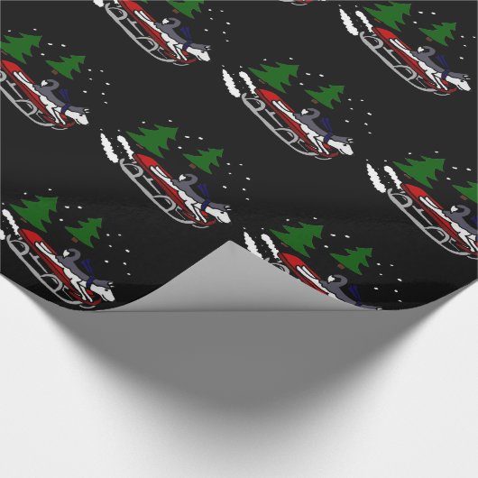 そりのおもしろいなシベリアンハスキー犬の乗馬 ラッピングペーパー (角)