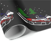 そりのおもしろいなシベリアンハスキー犬の乗馬 ラッピングペーパー (ロールコーナー)