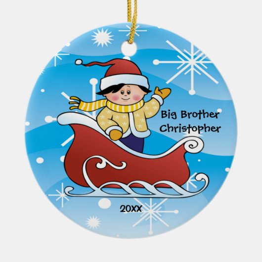 そりのお兄さんのクリスマスのオーナメント セラミックオーナメント (正面)