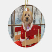 そりのオーナメントのクリスマスのシーズー（犬）のTzuのトイドッグ セラミックオーナメント (左)