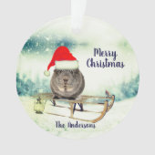 そりのクリスマス装飾のモルモット オーナメント (正面)