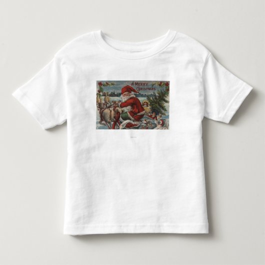 そりのクリスマスGreetingSanta トドラーTシャツ (正面)