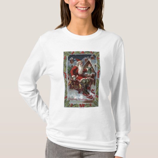 そりのクリスマスGreetingSanta Tシャツ (正面)