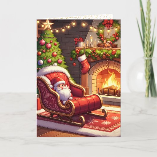 そりのサンタクロースのクリスマスカード シーズンカード (正面)