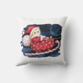 そりのサンタ子猫 – かわいいクリスマス猫 クッション (裏面)