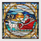 そりのフェイクステンドグラスのサンタクロース待ち ウィンドウサイン (シート)