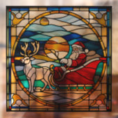 そりのフェイクステンドグラスのサンタクロース待ち ウィンドウサイン (シート2)